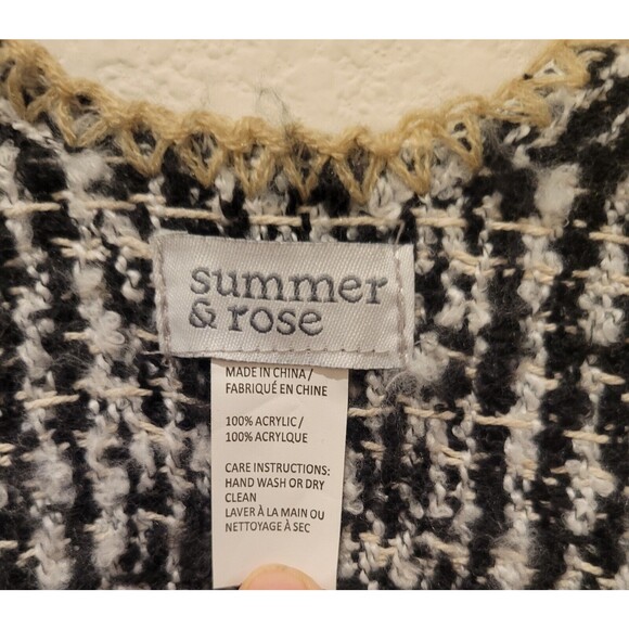 Summer & Rose Erica Sweater Wrap Kimono Open Cardigan Black White Herringbone OS - Picture 7 of 8